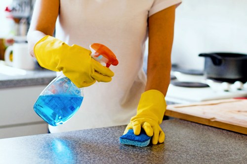Professional short-let kitchen cleaning in a Canary Wharf rental property