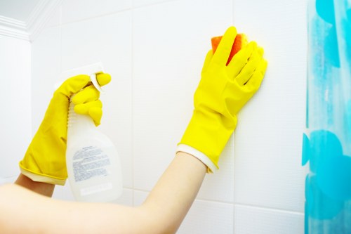Cleaner preparing a tidy living space in Canary Wharf