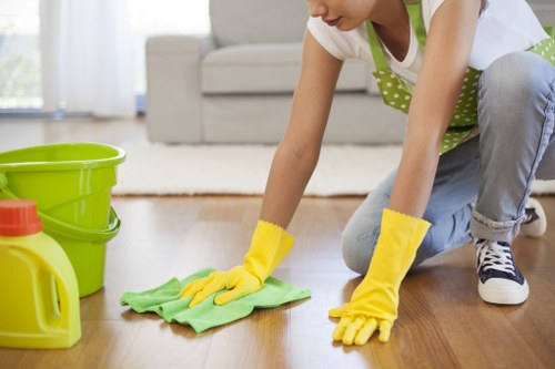 Professional cleaner maintaining a safe and hygienic workspace